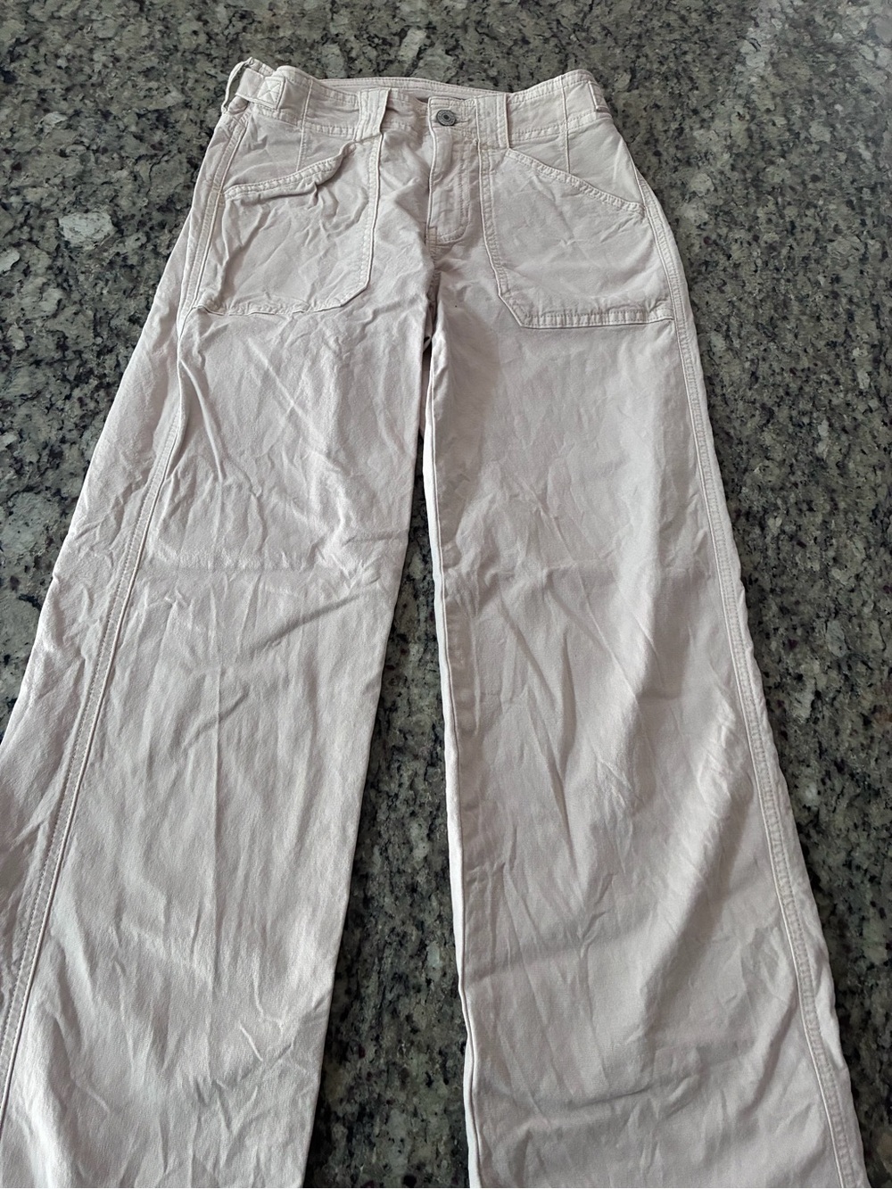 American Eagle Outfitters Cream Stretch High-Rise Pants